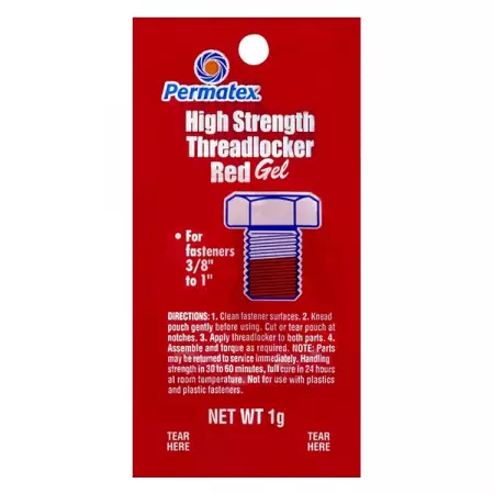 Фиксатор резьбовых соединений сильной фиксации красный, 1 г, Permatex High Strength Threadlocker Red Gel 09179