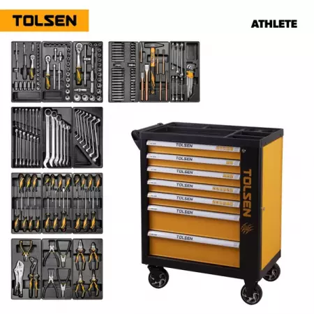 Набор инструментов ATHLETE в черной тележке, 189 предметов, TOLSEN TT85412