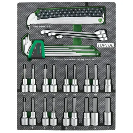 Набор насадок 1/2" и ключей, 31 пр., в ложементе TOPTUL GEB3109