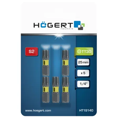 Биты ударные TT30, 25 мм, 5 шт, HOEGERT HT1S140