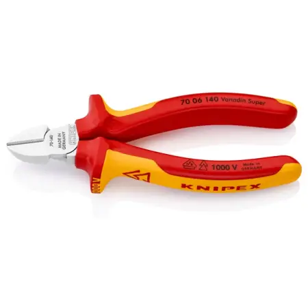 Бокорезы VDE, 140 мм, хром, двухкомпонентные диэлектрические ручки, KNIPEX KN-7006140