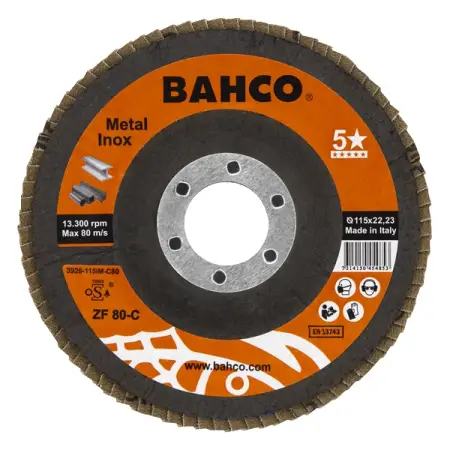 Диск лепестковый для металла и нержавеющей стали 115x22.23мм C80 BAHCO 3926-115IM-C80