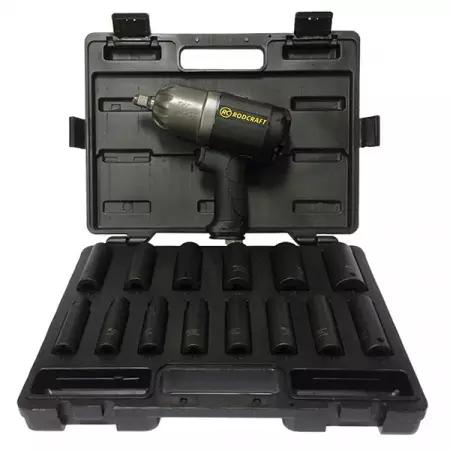 Гайковерт ударный пневматический квадрат 1/2 дюйма 1250 Нм Rodcraft 2277 с комплектом ударных головок RS4114D
