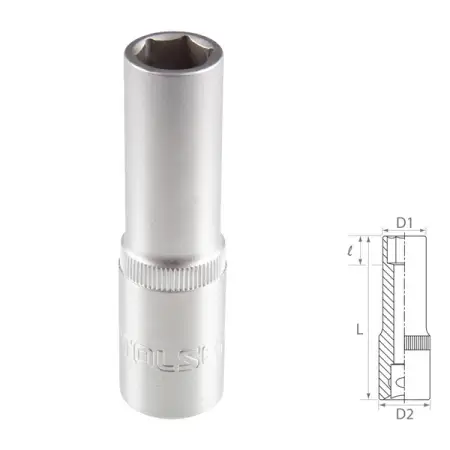 Головка торцевая глубокая шестигранная 1/2", 13 мм TOLSEN TT16563