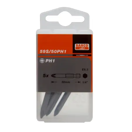 BAHCO 59S/50PH3 Набор вставок (бит) 1/4 дюйма PHILLIPS PH3, 5 предметов