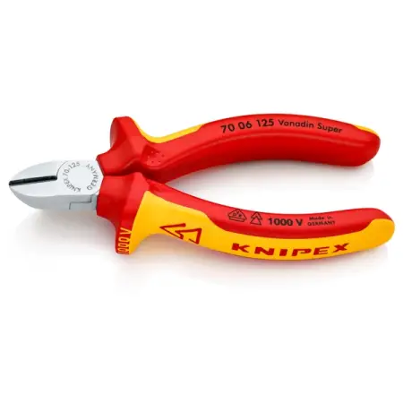 Бокорезы VDE, 125 мм, хром, двухкомпонентные диэлектрические ручки, KNIPEX KN-7006125