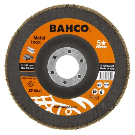 Диск лепестковый для металла и нержавеющей стали 125x22.23мм C80 BAHCO 3926-125IM-C80