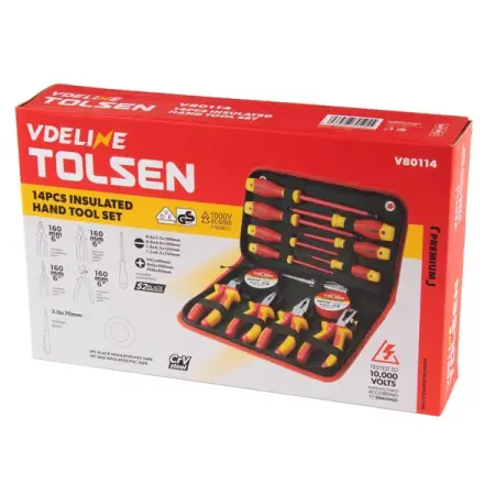 Набор инструментов диэлектрических, универсальный, 14 предметов, TOLSEN TTV80114