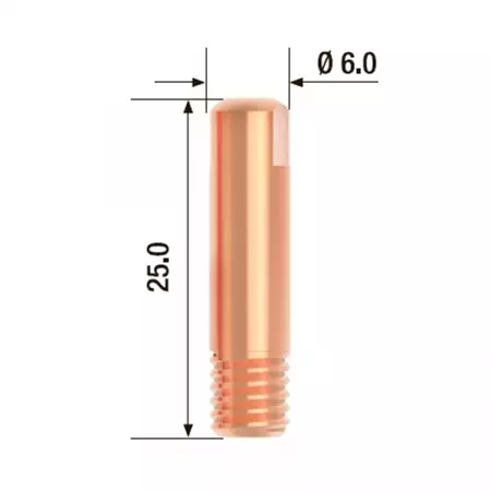 Контактный наконечник M6x25 мм, 1,0 мм, E-Cu (25 шт) FUBAG FB.CTM6.25-10