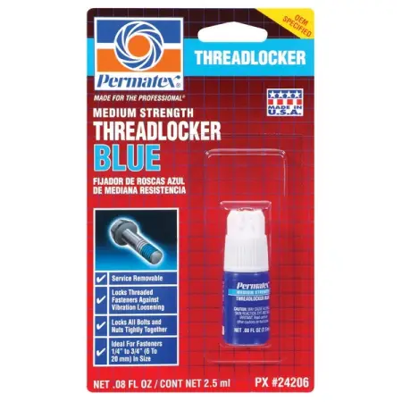 Фиксатор резьбовых соединений средней фиксации синий, 2,5 мл, Permatex Medium Strength Threadlocker Blue