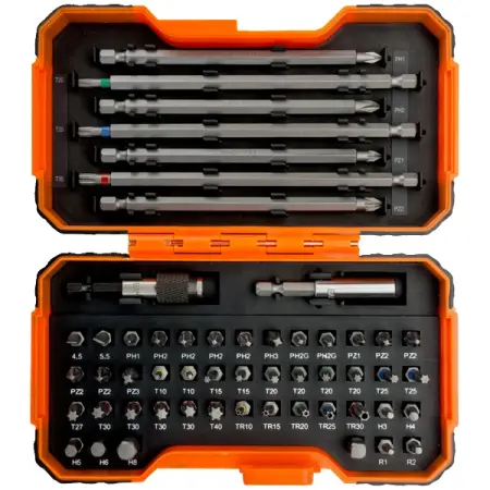 BAHCO 59/S54BC Набор вставок (бит) 1/4 дюйма SL, PH, PZ, TORX, HEX, 54 предмета