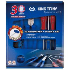 Набор пассатижи, бокорезы и отвертки 6 предметов, в комплекте фирменный штопор King Tony P90006MR01