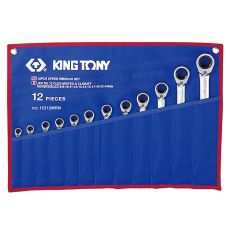 Набор ключей комбинированных трещоточных с флажком 8-24 мм чехол из теторона 12 предметов King Tony 12212MRN