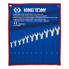 KING TONY 12A1MRN Набор комбинированных удлиненных ключей 8-24 мм, 11 предметов, чехол из теторона