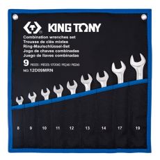 KING TONY 12D09MRN Набор комбинированных ключей, 8-19 мм, чехол из теторона, 9 предметов