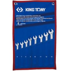 KING TONY 12C8MRN Набор комбинированных удлиненных ключей, 6-13 мм, чехол из теторона, 8 предметов