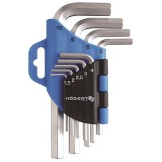 Набор Г-образных шестигранных ключей 1,5-10 мм, 9 шт, HOEGERT HT1W802