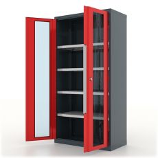 Шкаф инструментальный Premium, серо-красный, двери со стеклом, Ferrum 13.1042-7016/3000