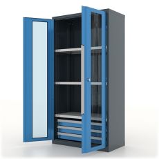 Шкаф инструментальный Premium, серо-синий, двери со стеклом, Ferrum 13.1332-7016/5015