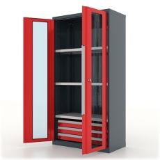 Шкаф инструментальный Premium, серо-красный, двери со стеклом, Ferrum 13.1332-7016/3000