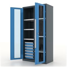 Шкаф инструментальный Premium, серо-синий, двери со стеклом, Ferrum 13.2662-7016/5015