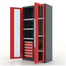 Шкаф инструментальный Premium, серо-красный, двери со стеклом, Ferrum 13.2662-7016/3000