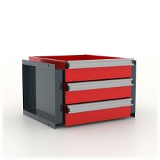 Блок из 3 ящиков для шкафа Premium 355x411x88 мм, серо-красный, Ferrum 13.921-7016/3000