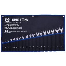 KING TONY 12D18MRN Набор комбинированных ключей, 6-24 мм, чехол из теторона, 18 предметов