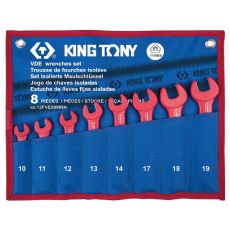 KING TONY 12FVE08MRN Набор рожковых диэлектрических ключей, 10-19 мм, чехол из теторона, 8 предметов