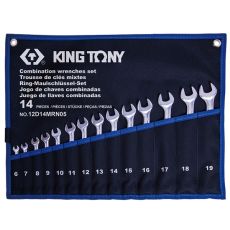 KING TONY 12D14MRN05 Набор комбинированных ключей, 6-19 мм, чехол из теторона, 14 предметов