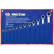 KING TONY 122A12MRN Набор комбинированных трещоточных ключей, 8-24 мм, чехол из теторона, 12 предметов