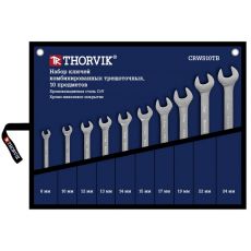 Набор ключей гаечных комбинированных трещоточных в сумке, 8-24 мм, 10 предметов, Thorvik CRWS10TB