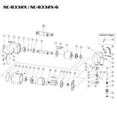 Ремкомплект для гайковерта NC-8332X-6, цилиндр пневмодвигателя MIGHTY SEVEN NC-8332X-6P27