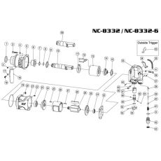 Ремкомплект для гайковерта NC-8332-6, цилиндр пневмодвигателя MIGHTY SEVEN NC-8332-6P26