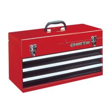 Ящик инструментальный, 3 выдвижных полки и отсек с крышкой, красный KING TONY 87401-3