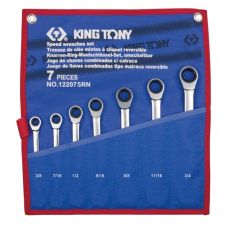 KING TONY 12207SRN Набор комбинированных трещоточных ключей, 3/8 – 3/4 дюйма, чехол из теторона, 7 предметов
