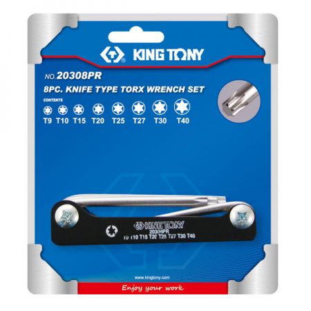 Набор складных Г-образных ключей TORX T9-T40, 8 предметов King Tony 20308PR