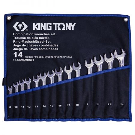 KING TONY 12D15MRN01 Набор комбинированных ключей, 8-24 мм, чехол из теторона, 14 предметов