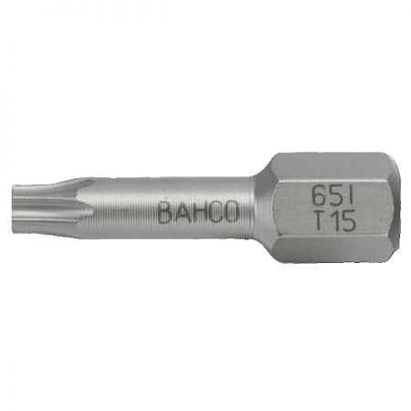 BAHCO 65I/T15 Набор торсионных вставок (бит) из нержавеющей стали 1/4 дюйма Torx T15, L=25 мм, 5 шт