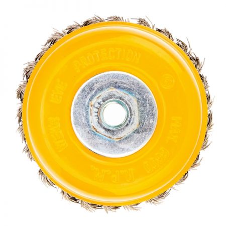 Щетка для УШМ чашка, 125 мм, крученая нержавеющая проволока 0.5 мм, М14, DENZEL 746273