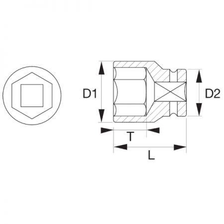 Головка торцевая ударная шестигранная 1”, 32 мм, IRIMO 177-32-2