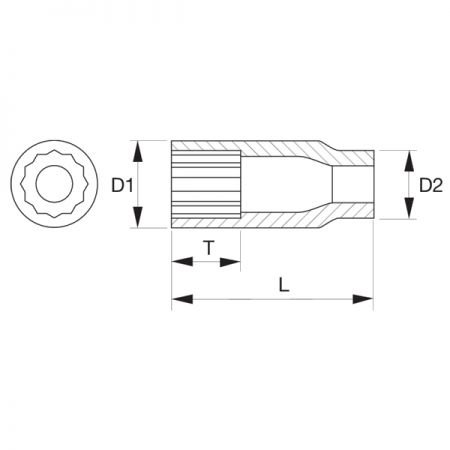 Головка торцевая глубокая, 1/4 дюйма, 4 мм, двенадцатигранная BAHCO A6800DM-4