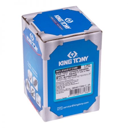 KING TONY 85451735M Головка торцевая ударная 1", Square 17 мм X Hex 35 мм, футорочная