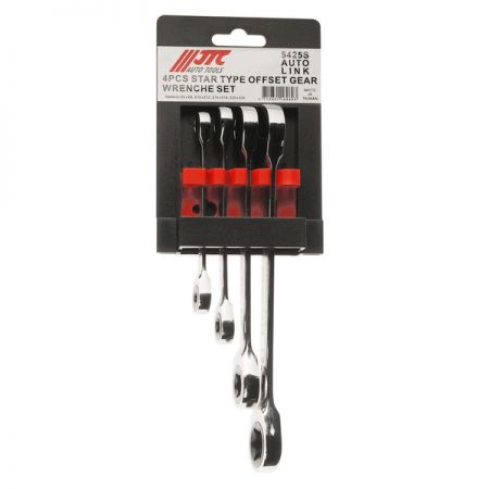Набор ключей накидных трещоточных TORX E6-E24, 4 предмета, JTC-5425S