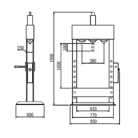 Пресс гидравлический с ручным и ножным приводом, 20 тонн, WERTHER-OMA PR20/PM(654B)