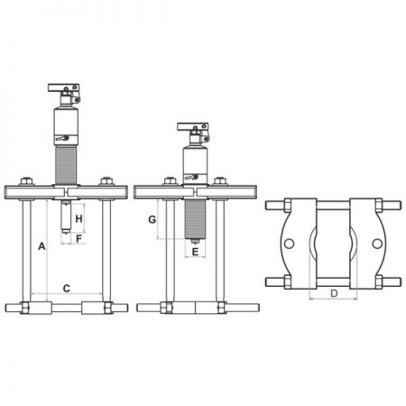 Съемник подшипников гидравлический, 4 т, 12-70 мм, сегментного типа, с совмещенным насосом МАСТАК 104-19704