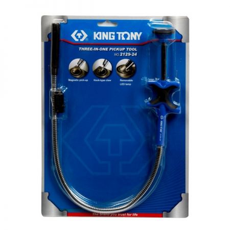 KING TONY 2129-24 Захват магнитный на гибком стержне 640 мм, подсветка